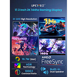 Moniteur portable UPERFECT QHD 17,3 pouces 144 Hz, écran IPS 2560 x 1440