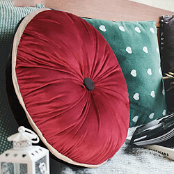 Acheter VerCart Coussin décoratif rond plissé velours rouge vin 38 x 38 x 8 cm