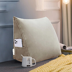 Avis VerCart Coussin de dossier ergonomique velours beige 45x20x35 cm