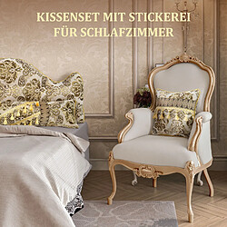 VerCart Lot de 3 coussins de chevet Fleur Dorée beige 60x140 cm pas cher