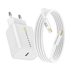 Mayaxess Chargeur Secteur pour iPhone 8 18W + Câble Lightning 1m Blanc