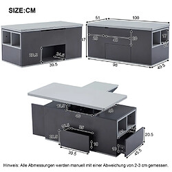 Avis modfu Table basse relevable 100x51 cm avec rangement, gris