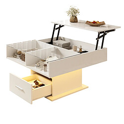 Acheter modfu Table basse relevable blanche carrée 78x78 cm avec rangement et LED