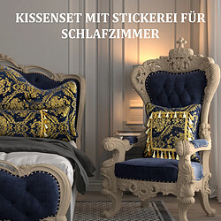 Acheter VerCart Lot de 4 coussins de chevet 60x140 cm - motif Fleur Dorée bleu