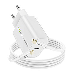Mayaxess Chargeur Secteur pour iPhone 13 18W + Câble Lightning 1m Blanc