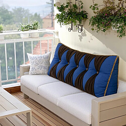 Coussin dossier coin velours bleu 140 cm - VERCART pas cher