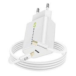 Mayaxess Chargeur Secteur pour iPhone 12 18W + Câble Lightning 1m Blanc