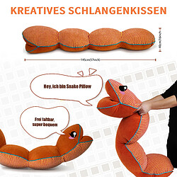 VerCart Coussin décoratif serpent orange 145 cm, housse amovible polyester pas cher