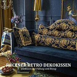 Avis VerCart Lot de 4 coussins de chevet 60x140 cm - motif Fleur Dorée bleu