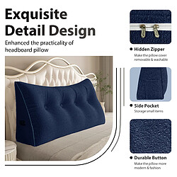 VERCART coussin dossier peluche bleu foncé 200 cm, housse amovible pas cher