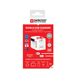 Skross Adaptateur de Voyage Universel 3A USB-A / USB-C Power Delivery 45W Blanc pas cher