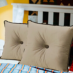 Vercart Coussin décoratif avec bouton - 50x50 cm - Écru pas cher