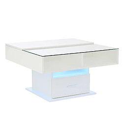 modfu Table basse relevable blanche carrée 78x78 cm avec rangement et LED pas cher