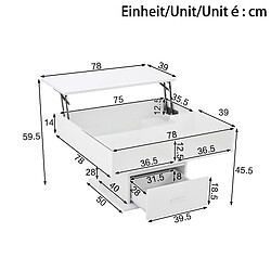 Avis modfu Table basse relevable blanche carrée 78x78 cm avec rangement et LED