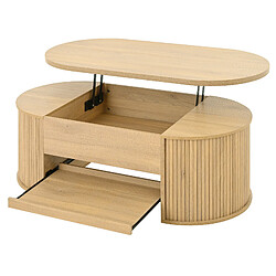 modfu Table basse relevable 110x55,5 cm avec rangement, naturel pas cher