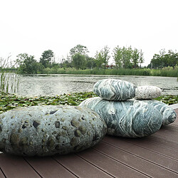 Acheter Housse de coussin Galet de roche, lot de 7 - velours polyester - Bleu gris.