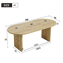 Onever Table extensible 140-200x90x75 cm - coins arrondis - chêne pas cher