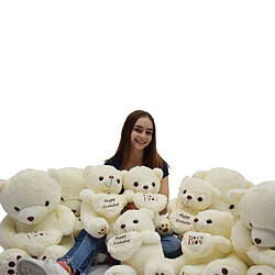 Peluche ours blanc 50 cm tenant un cœur "JE T’AIME" pas cher