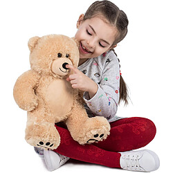 Ours en peluche VERCART 25 cm, marron clair, polyester hypoallergénique pas cher