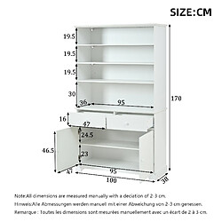 allomn Vitrine 100x38x170 cm - LED - meuble multifonction blanc pas cher