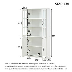 allomn Armoire haute 80x38x180 cm - vitrine - blanc pas cher