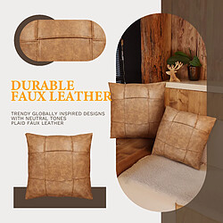 Lot de 3 taies d'oreiller velours côtelé marron 45 x 45 cm - VERCART pas cher