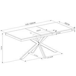 Onever Table à manger extensible 140-180x80x76 cm - MDF naturel pas cher