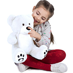 Ours en peluche VERCART 25 cm blanc - doux et hypoallergénique pas cher