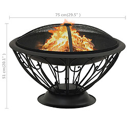 vidaXL Foyer avec tisonnier 75 cm XXL Acier pas cher