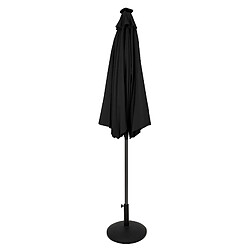 Monstershop Parasol Inclinable à LED Solaire 2,7 m Noir & Socle en Béton Jardin Terrasse