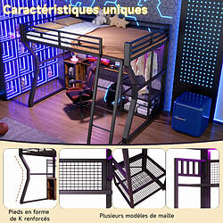Acheter Onever Lit mezzanine 140x200 cm LED - MDF metal - noir