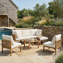 Onever Salon de jardin modulable - canapé d’angle convertible table haute - beige