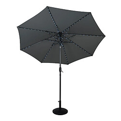 Monstershop Parasol Inclinable à LED Solaire 2,7 m Gris & Socle en Béton Jardin Terrasse