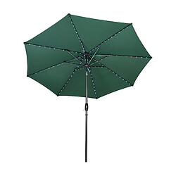 Monstershop Parasol Inclinable à LED Solaire 2,7 m Vert Jardin Terrasse Auvent Ombre