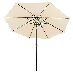Monstershop Parasol Inclinable à LED Solaire 2,7 m Crème Jardin Terrasse Auvent Ombre