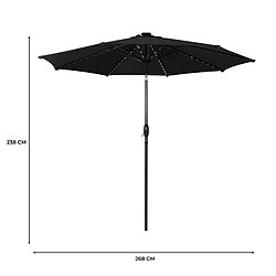 Monstershop Parasol Inclinable à LED Solaire 2,7 m Noir Jardin Terrasse Auvent Ombre pas cher