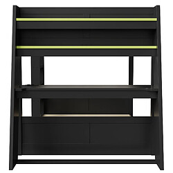 Avis allomn Lit mezzanine gaming 140x200 cm - bureau LED USB rangements - noir vert
