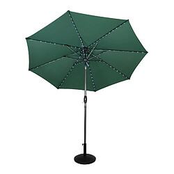 Monstershop Parasol Inclinable à LED Solaire 2,7 m Vert & Socle en Béton Jardin Terrasse