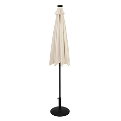 Monstershop Parasol Inclinable à LED Solaire 2,7 m Crème & Socle en Béton Jardin Terrasse