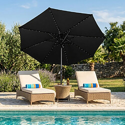 Acheter Monstershop Parasol Inclinable à LED Solaire 2,7 m Noir Jardin Terrasse Auvent Ombre