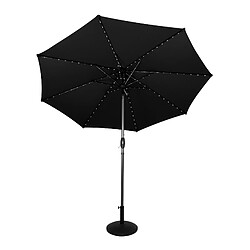 Monstershop Parasol Inclinable à LED Solaire 2,7 m Noir & Socle en Béton Jardin Terrasse