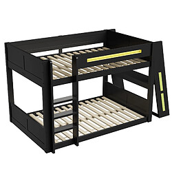 Acheter allomn Lit mezzanine gaming 140x200 cm - bureau LED USB rangements - noir vert