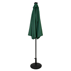 Monstershop Parasol Inclinable à LED Solaire 2,7 m Vert & Socle en Béton Jardin Terrasse