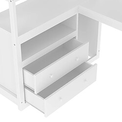 Avis allomn Lit mezzanine 90x200 cm - bureau escalier 2 tiroirs - pin blanc