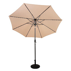 Monstershop Parasol Inclinable à LED Solaire 2,7 m Beige & Socle en Béton Jardin Terrasse
