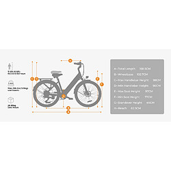 Vélo électrique adulte HillMiles MileCity 1, moteur 250W, batterie 36V 13Ah, pneus fat 26“ pas cher