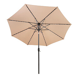 Monstershop Parasol Inclinable à LED Solaire 2,7 m Beige Jardin Terrasse Auvent Ombre