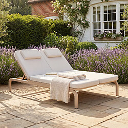 allomn Lit de repos jardin 2 places 194x127x93 cm - dossiers réglables - beige