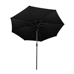 Monstershop Parasol Inclinable à LED Solaire 2,7 m Noir Jardin Terrasse Auvent Ombre