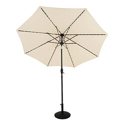 Monstershop Parasol Inclinable à LED Solaire 2,7 m Crème & Socle en Béton Jardin Terrasse